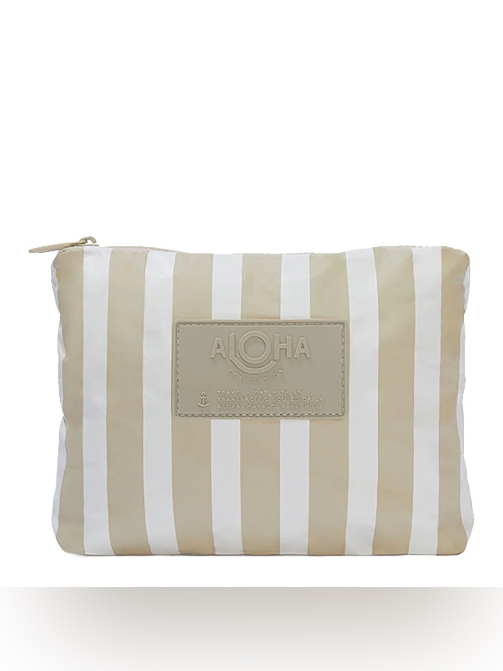 Aloha Collection Beige Le Stripe small zipper pouch